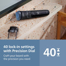 Norelco Philips 100% Waterproof Beard Trimmer 3000 Series with Self-Sharpening Blades, 40 Adjustable Beard Trimmer Length Settings & Two Lift&Trim Combs, USB Charging, BT3620/40