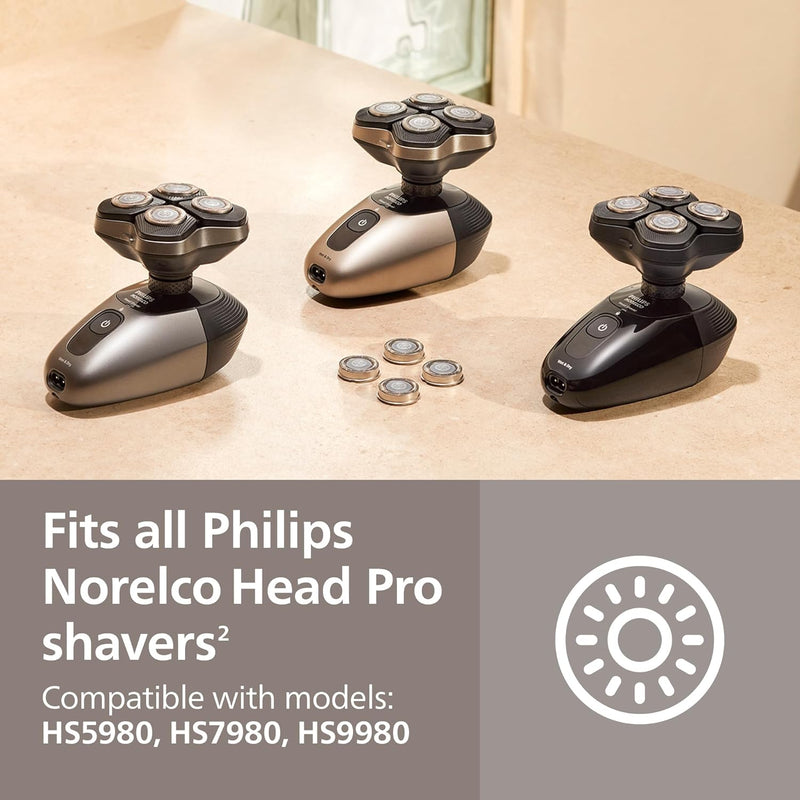 Philips Norelco Genuine Head Shaver Replacement Heads - Compatible with Philips Norelco Head Shaver Pro HS5980, HS7980 and HS9980, Self-sharpening HS740/40