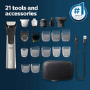 Philips Norelco Multigroom Series 9000 - 21 piece Men's Grooming Kit for beard, body, face, nose, ear hair trimmer w/ premium storage case, MG9510/60