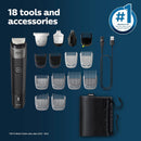 Philips Norelco Multigroom Series 5000 18 Piece, Beard Face, Hair, Body and Intimate Hair Trimmer for Men -MG5910/49
