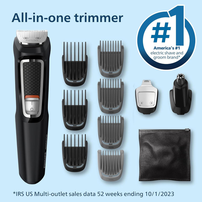 Philips Norelco Multi Groomer All-in-One Trimmer Series 3000-13 Piece Mens Grooming Kit for Beard, Face, Nose, Ear Hair Trimmer and Hair Clipper - MG3740/40