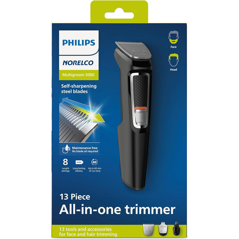 Philips Norelco Multi Groomer All-in-One Trimmer Series 3000-13 Piece Mens Grooming Kit for Beard, Face, Nose, Ear Hair Trimmer and Hair Clipper - MG3740/40