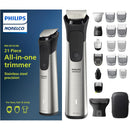 Philips Norelco Multigroom Series 9000 - 21 piece Men's Grooming Kit for beard, body, face, nose, ear hair trimmer w/ premium storage case, MG9510/60